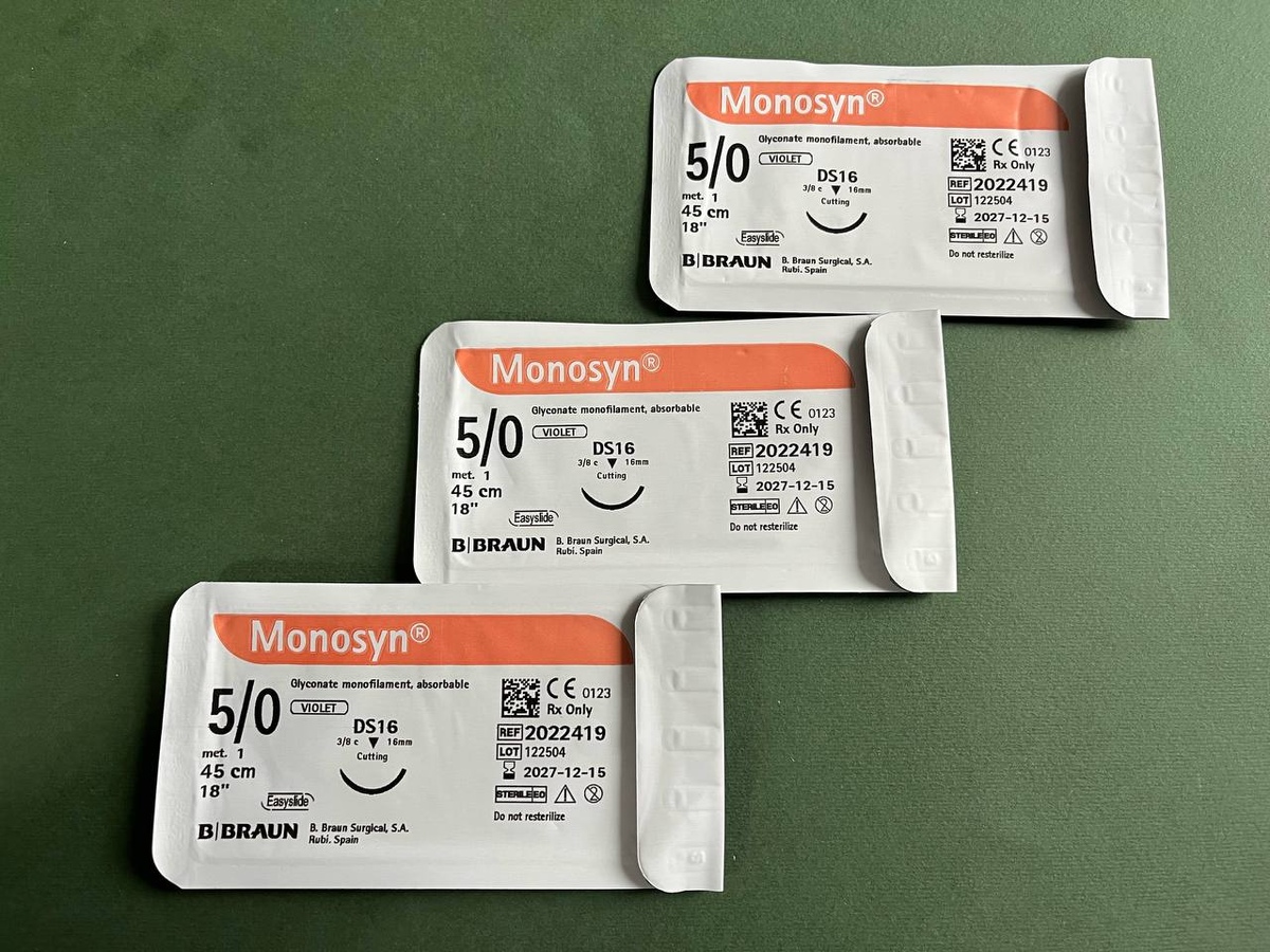 Шовний матеріал Monosyn 5/0 (гліконат)